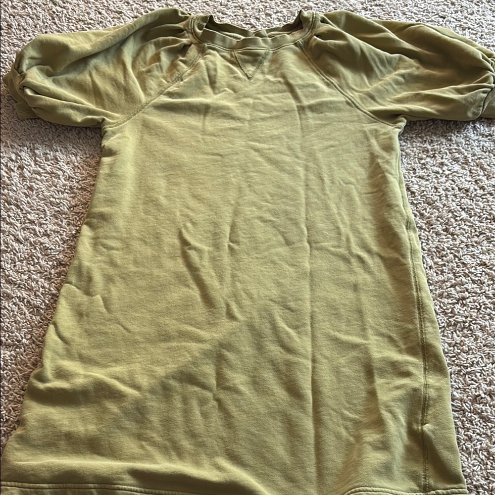 Olive Green Puff Sleeve Dress